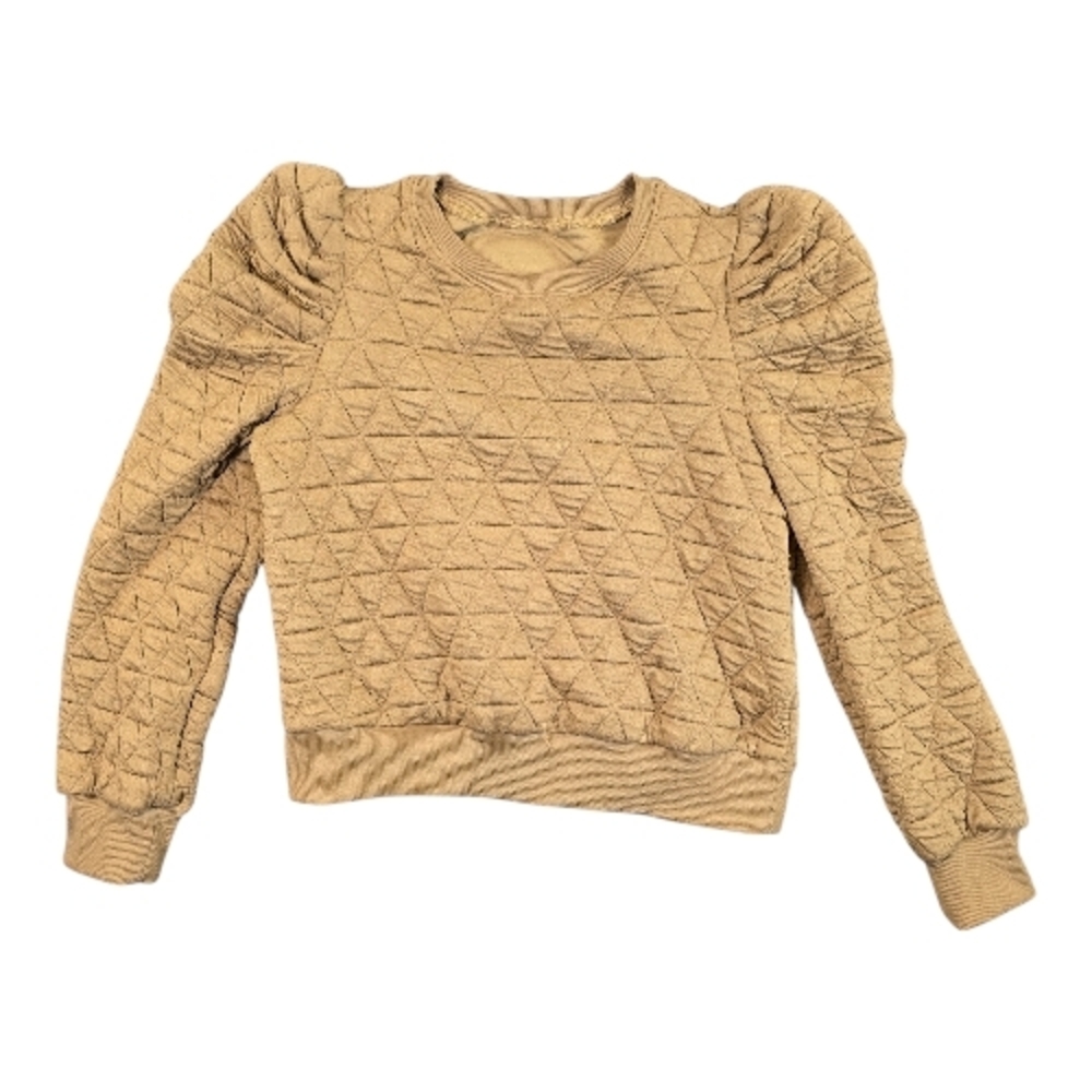 Source Unknown Beige Quilted Puff Sleeve Sweatshirt